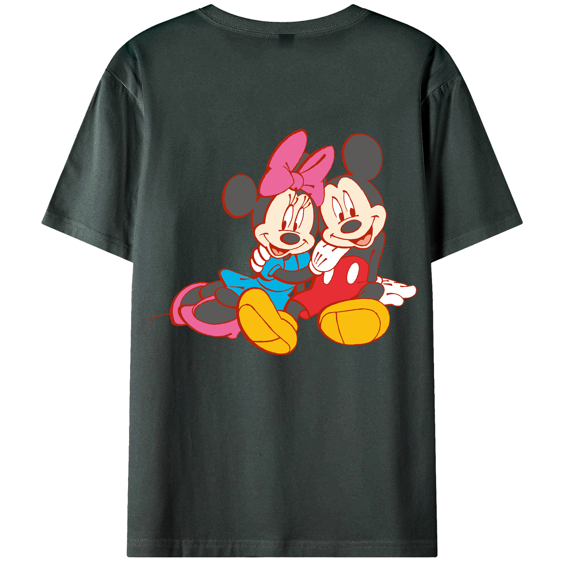 ミッキーマウス Mickey Mouse 綿100％ メンズ半袖Tシャツ（バックプリント） 通気性